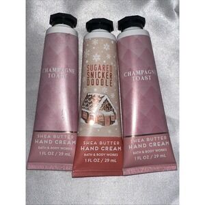 3 CHAMPAGNE TOAST Bath & Body Works 1oz Shea Butter Hand Cream Set Snickerdoodle